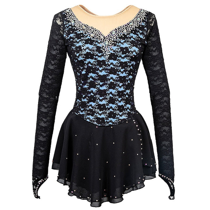 Robe D'Entraînement à Manches Longues pour Femmes et Filles de Patinage Artistique