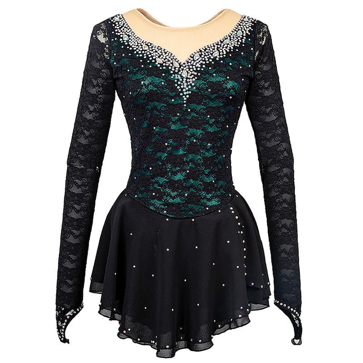 Robe D'Entraînement à Manches Longues pour Femmes et Filles de Patinage Artistique