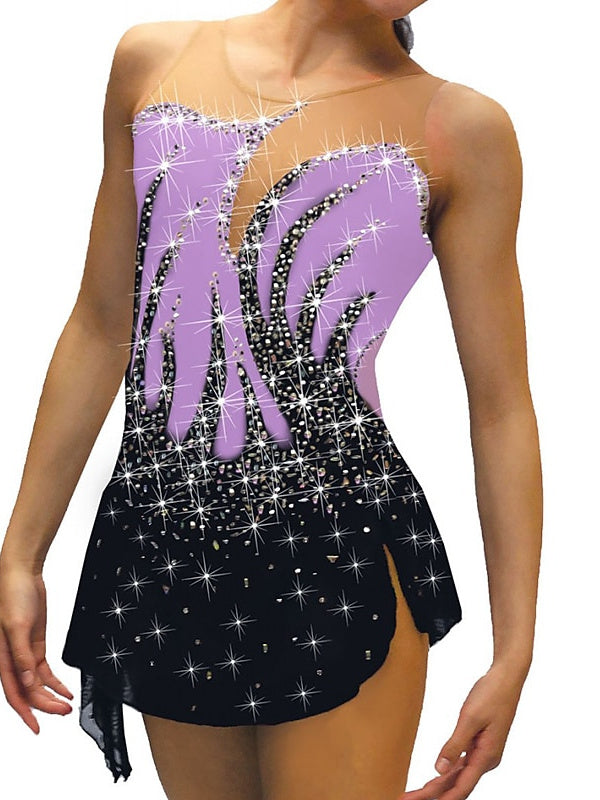 Robe de Patinage Artistique Sans Manches pour Femmes et Filles, Tenue D'Entraînement et de Pratique de Patinage Sur Glace