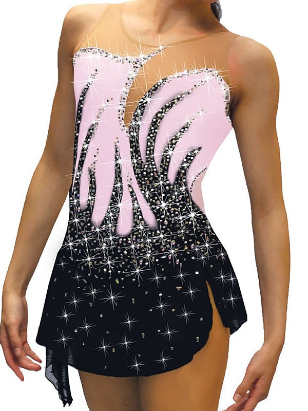 Robe de Patinage Artistique Sans Manches pour Femmes et Filles, Tenue D'Entraînement et de Pratique de Patinage Sur Glace