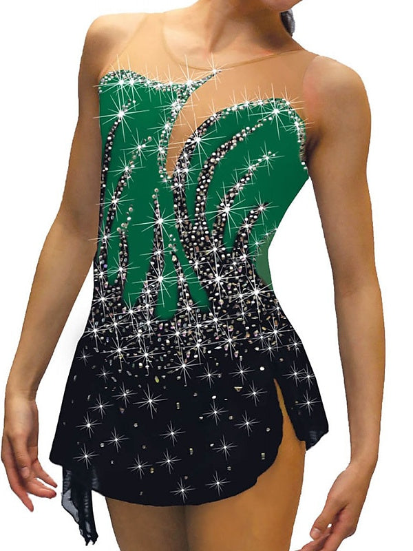 Robe de Patinage Artistique Sans Manches pour Femmes et Filles, Tenue D'Entraînement et de Pratique de Patinage Sur Glace