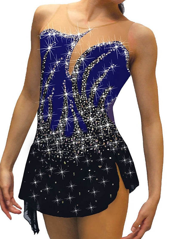Robe de Patinage Artistique Sans Manches pour Femmes et Filles, Tenue D'Entraînement et de Pratique de Patinage Sur Glace