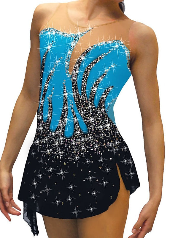 Robe de Patinage Artistique Sans Manches pour Femmes et Filles, Tenue D'Entraînement et de Pratique de Patinage Sur Glace