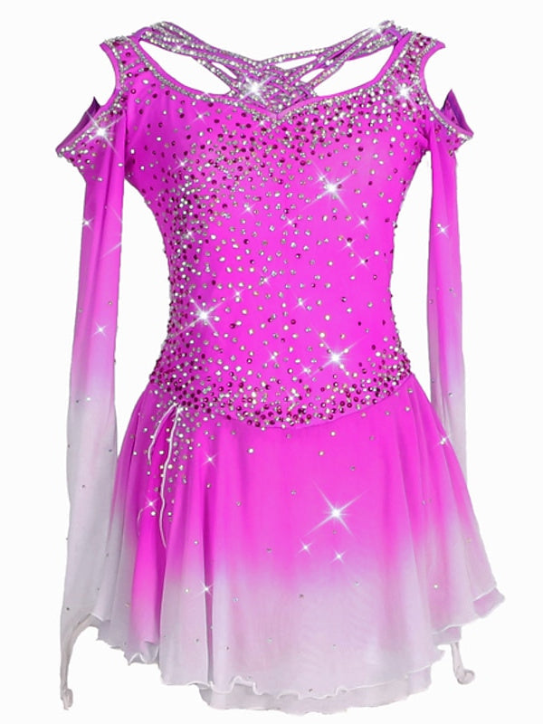Robe de Patinage Artistique à Ourlet Asymétrique pour Entraînement et Pratique pour Femmes et Filles