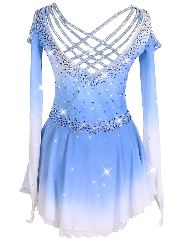 Robe de Patinage Artistique à Ourlet Asymétrique pour Entraînement et Pratique pour Femmes et Filles