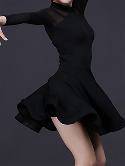 Vêtements de Danse pour Femmes Danse Latine Spandex Vêtements de Sport Justaucorps / Combinaison Épissage Uni Couleur Pure Manches Longues Taille Haute