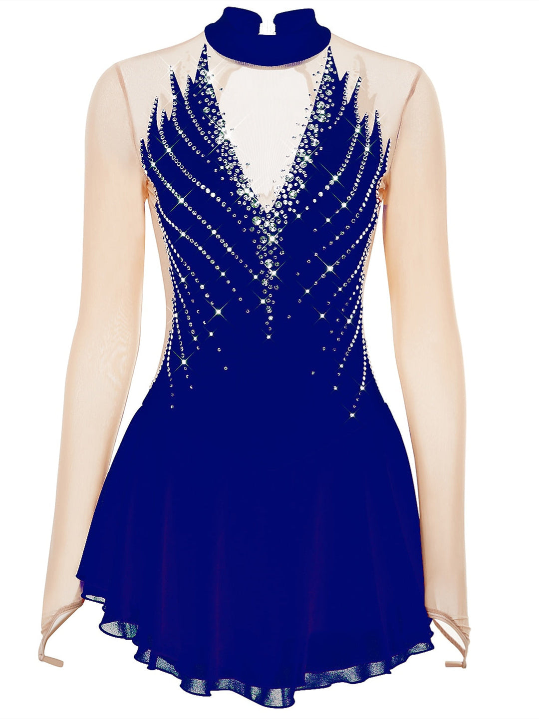 Robe de Patinage Artistique pour Femmes et Filles, Tenue de Danse à Haute Élasticité avec Cristaux/Strass