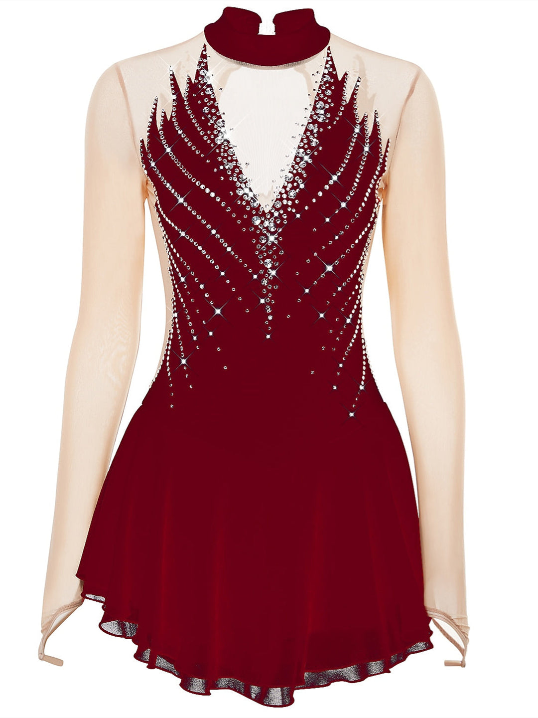 Robe de Patinage Artistique pour Femmes et Filles, Tenue de Danse à Haute Élasticité avec Cristaux/Strass
