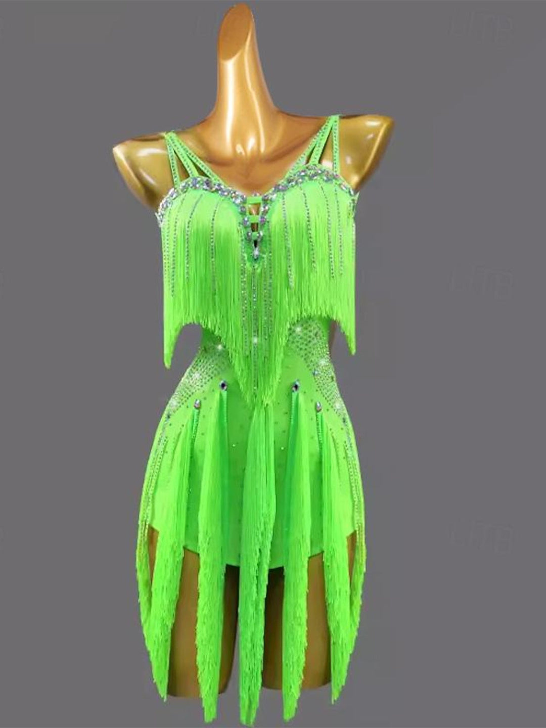 Danse Latine Danse Pompon Couleur Pure Épissage Femme Performance Sans Manches Chinlon Spandex