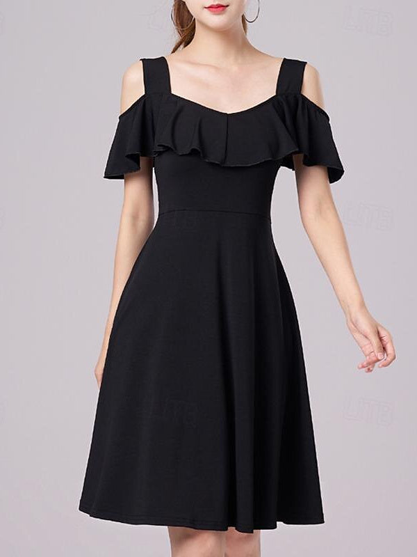 Robe de Danse Latine Salsa Cinch Cord Performance pour Femmes à Manches Courtes en Coton Cristal et Soie Glacée