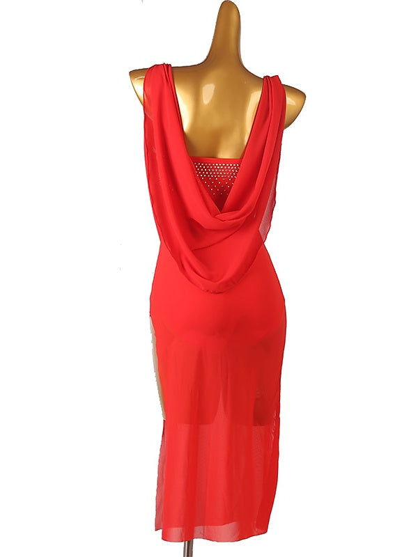 Robe De Danse Latine À Franges Et Pompons Pour Femme, Tenue D'Entraînement, Manches Longues, Maille Chinlon
