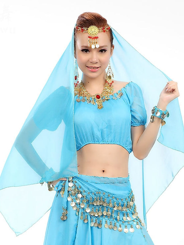 Danse Du Ventre Accessoires de Danse Pièce de Cuivre Épissage de Couleur Pure Entraînement pour Femmes Performance Tulle Métal