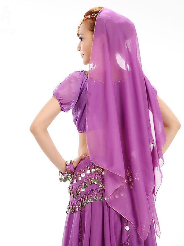 Danse Du Ventre Accessoires de Danse Pièce de Cuivre Épissage de Couleur Pure Entraînement pour Femmes Performance Tulle Métal
