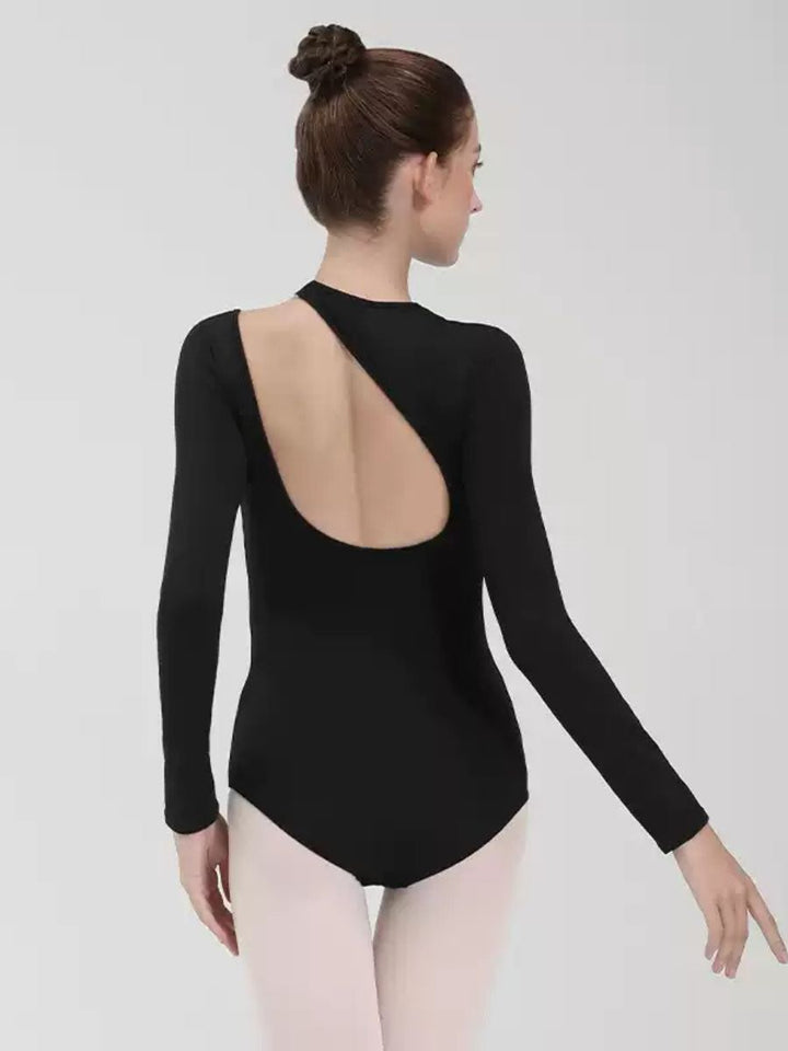 Justaucorps D'Entraînement de Base de Danse de Yoga Noir à Manches Longues et Dos Nu