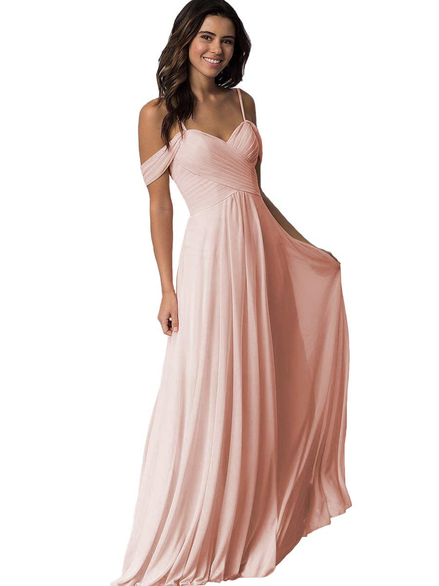 Ligne A/Princesse Chérie Off Shoulder Sans Manches Floor Length Robes de Demoiselle d'Honneur avec Poches Mousseline