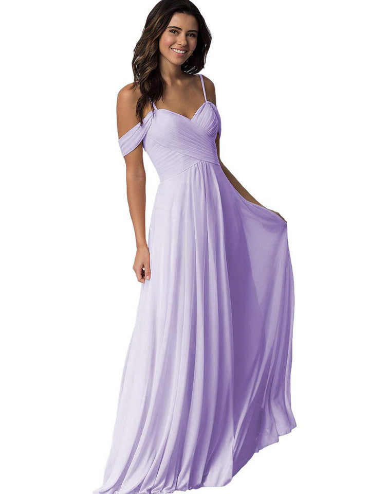 Ligne A/Princesse Chérie Off Shoulder Sans Manches Floor Length Robes de Demoiselle d'Honneur avec Poches Mousseline