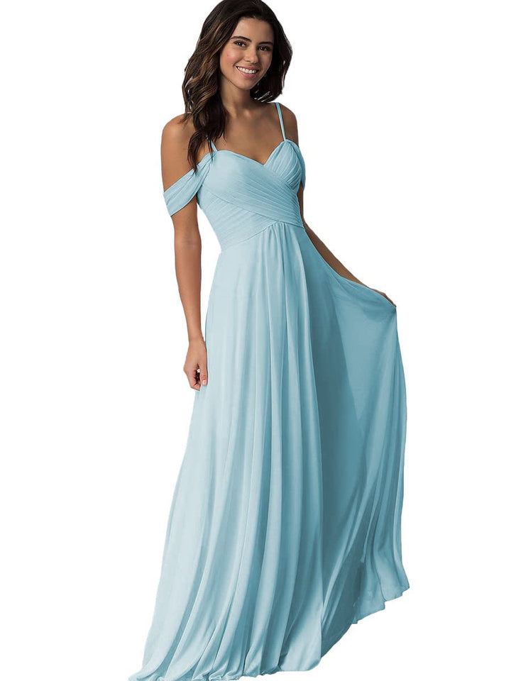 Ligne A/Princesse Chérie Off Shoulder Sans Manches Floor Length Robes de Demoiselle d'Honneur avec Poches Mousseline