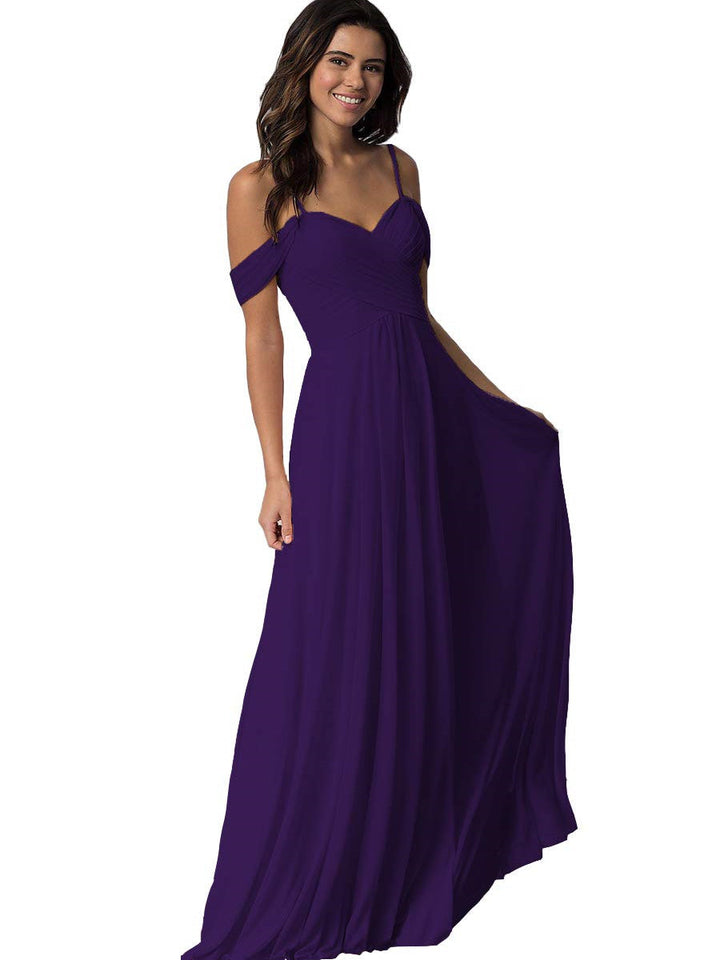 Ligne A/Princesse Chérie Off Shoulder Sans Manches Floor Length Robes de Demoiselle d'Honneur avec Poches Mousseline