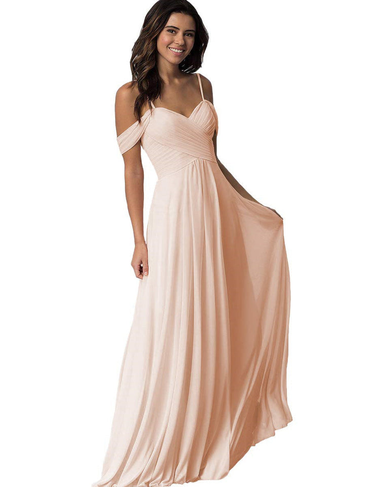 Ligne A/Princesse Chérie Off Shoulder Sans Manches Floor Length Robes de Demoiselle d'Honneur avec Poches Mousseline