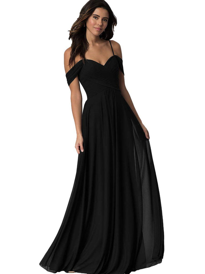 Ligne A/Princesse Chérie Off Shoulder Sans Manches Floor Length Robes de Demoiselle d'Honneur avec Poches Mousseline