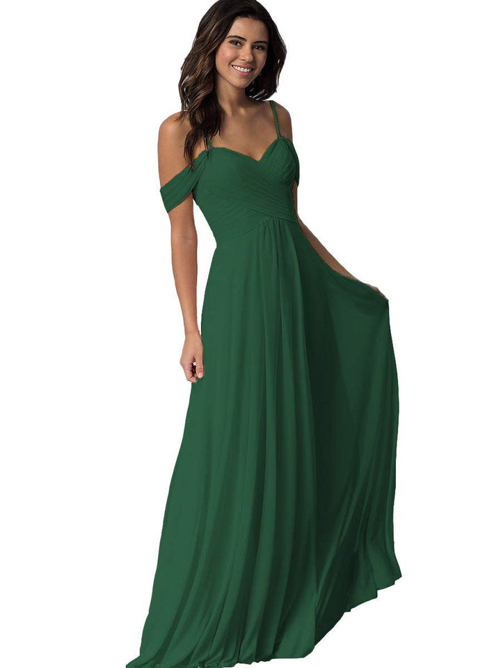 Ligne A/Princesse Chérie Off Shoulder Sans Manches Floor Length Robes de Demoiselle d'Honneur avec Poches Mousseline