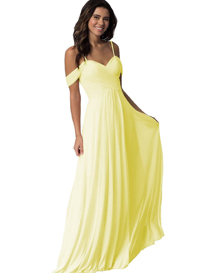 Ligne A/Princesse Chérie Off Shoulder Sans Manches Floor Length Robes de Demoiselle d'Honneur avec Poches Mousseline
