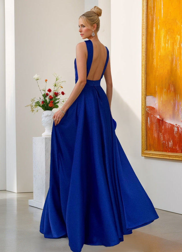 Ligne A/Princesse Licou Sans Manches Floor Length Sexy Robes de Demoiselle d'Honneur avec Opened Back