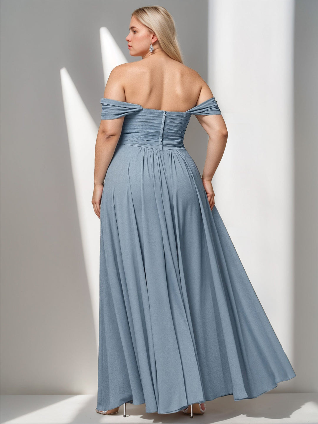 Ligne A/Princesse Élégant Hors de l'Épaule La Longueur du Sol Ruché Pleated Robes de Demoiselle d'Honneur