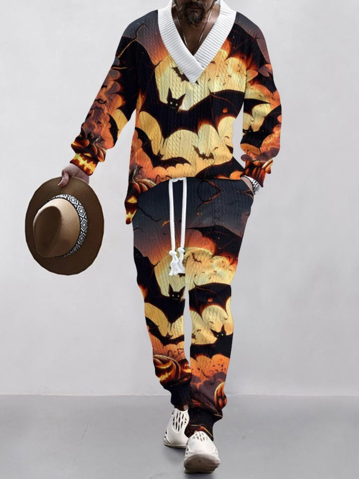 Costume D'Halloween Décontracté à Col en V Imprimé en Tricot à Manches Longues pour Hommes