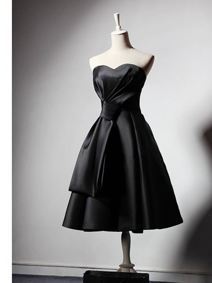 Robe de Soirée Élégante Noire Trapèze/Princesse Sans Manches, Longueur Genou, Décolleté en Cœur, pour Halloween