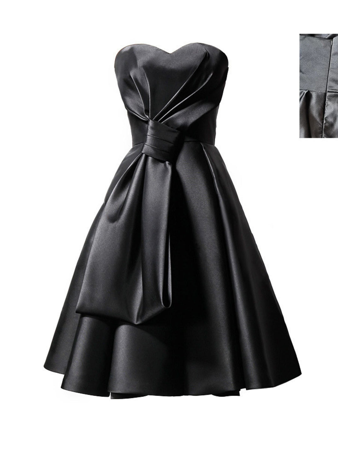 Robe de Soirée Élégante Noire Trapèze/Princesse Sans Manches, Longueur Genou, Décolleté en Cœur, pour Halloween