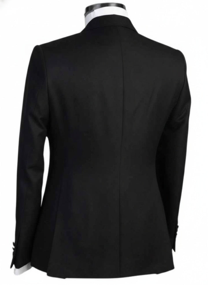 Blazer Croisé 2 Pièces pour Homme, Coupe Ajustée, Perles Noires, Paillettes, Costumes Élégants pour Halloween