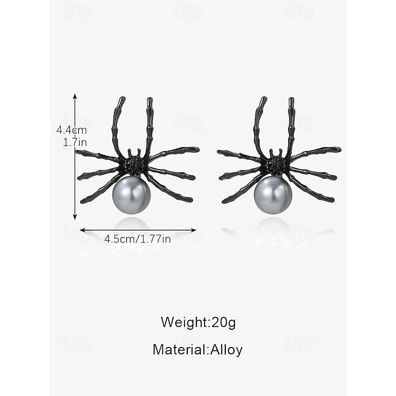 Ensemble de Bijoux Gothiques avec Boucles D'Oreilles et Nœud Papillon Noir et Diamant Rouge pour Halloween