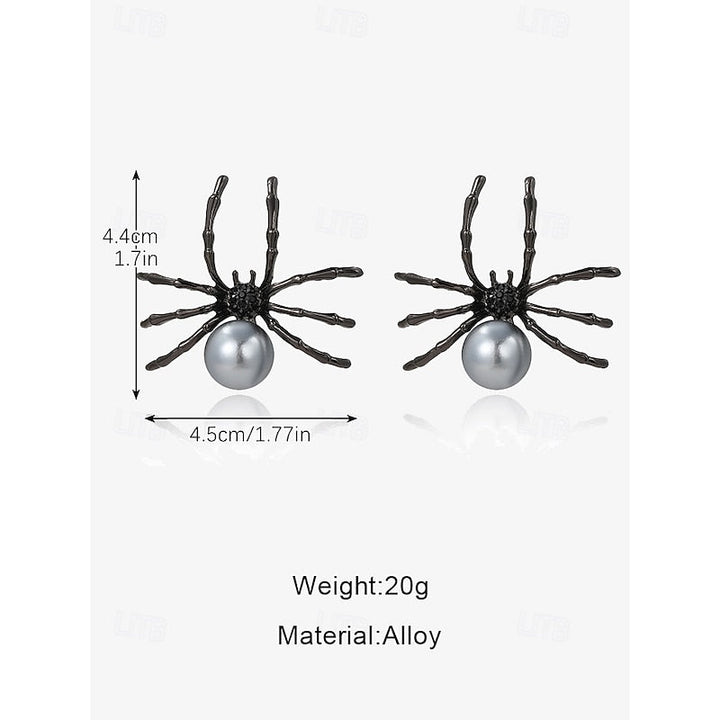 Ensemble de Bijoux Gothiques avec Boucles D'Oreilles et Nœud Papillon Noir et Diamant Rouge pour Halloween