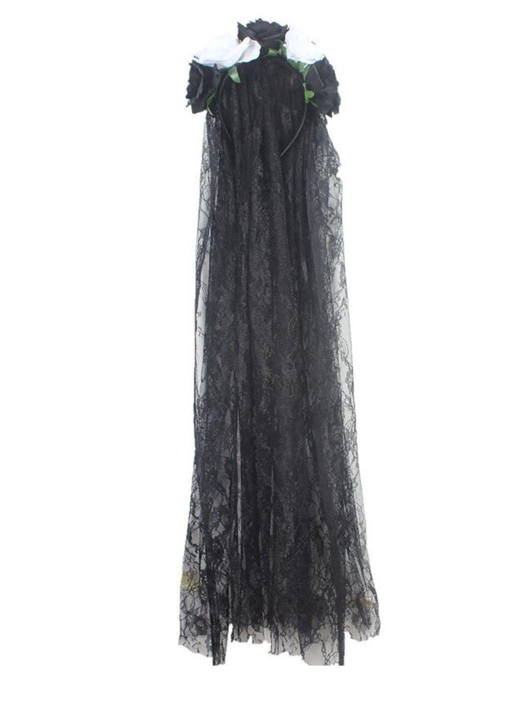 Coiffe Transparente à Fleurs Noires et Rouges pour Halloween, Accessoire de Mascarade pour Cosplay