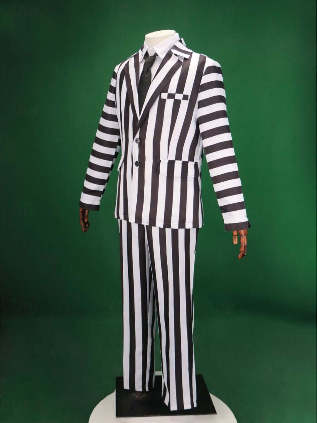 Costume de Cosplay de Film D'Horreur à Rayures Noires et Blanches pour Homme, Classique D'Halloween