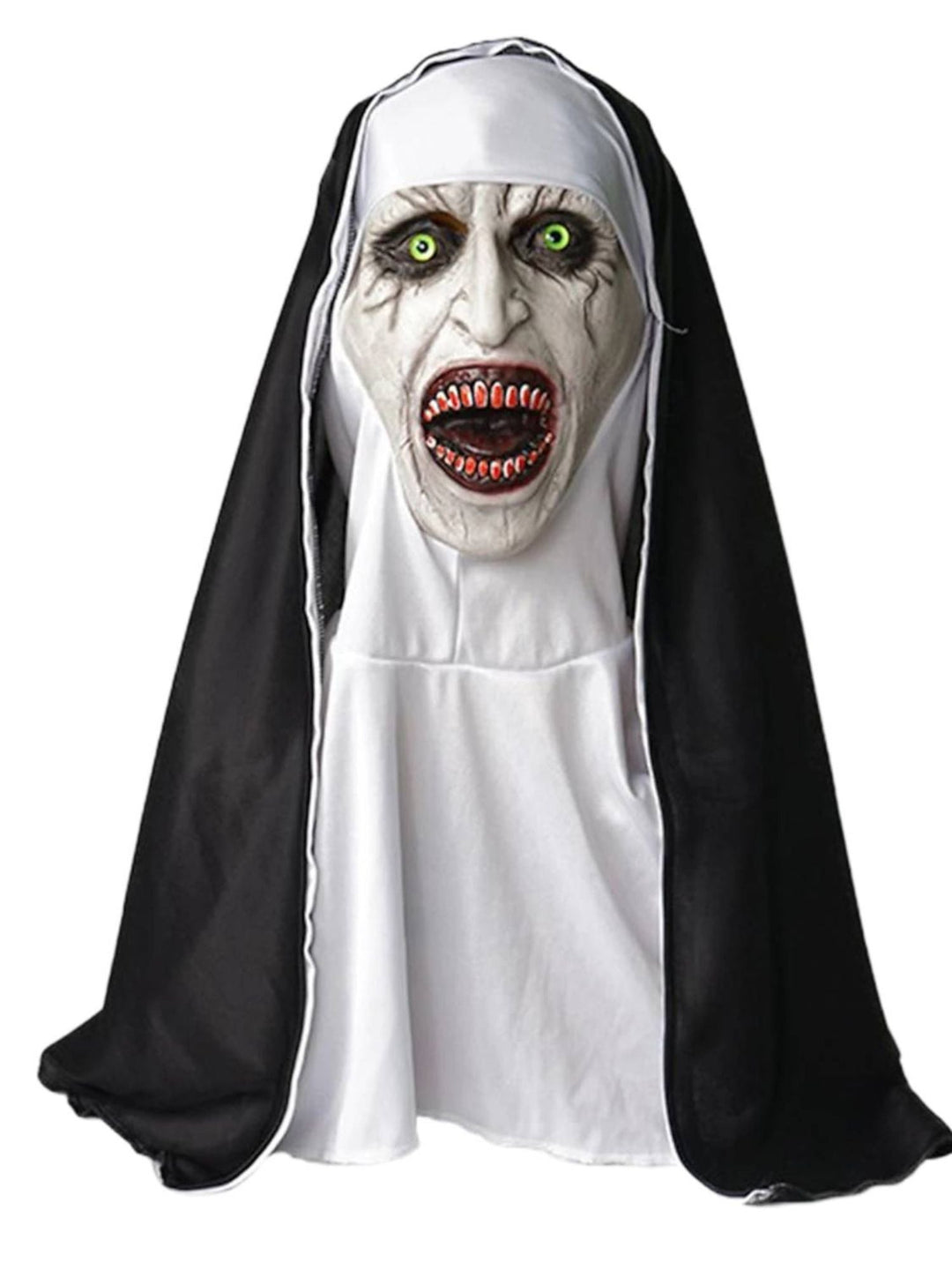 Masque de Nonne Effrayant D'Horreur Noire pour Adulte, Accessoire de Mascarade pour Halloween