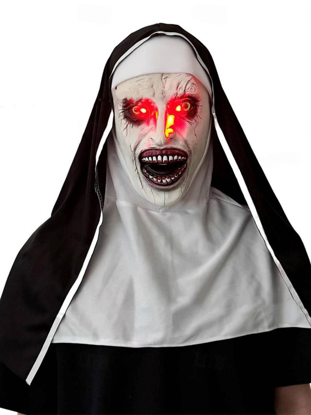 Masque de Nonne Effrayant D'Horreur Noire pour Adulte, Accessoire de Mascarade pour Halloween