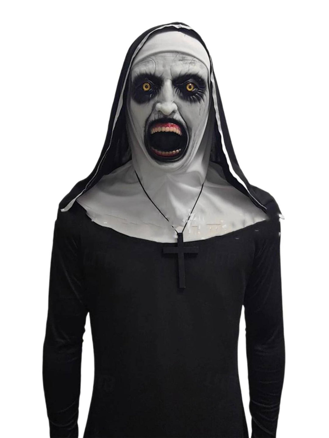 Masque de Nonne Effrayant D'Horreur Noire pour Adulte, Accessoire de Mascarade pour Halloween