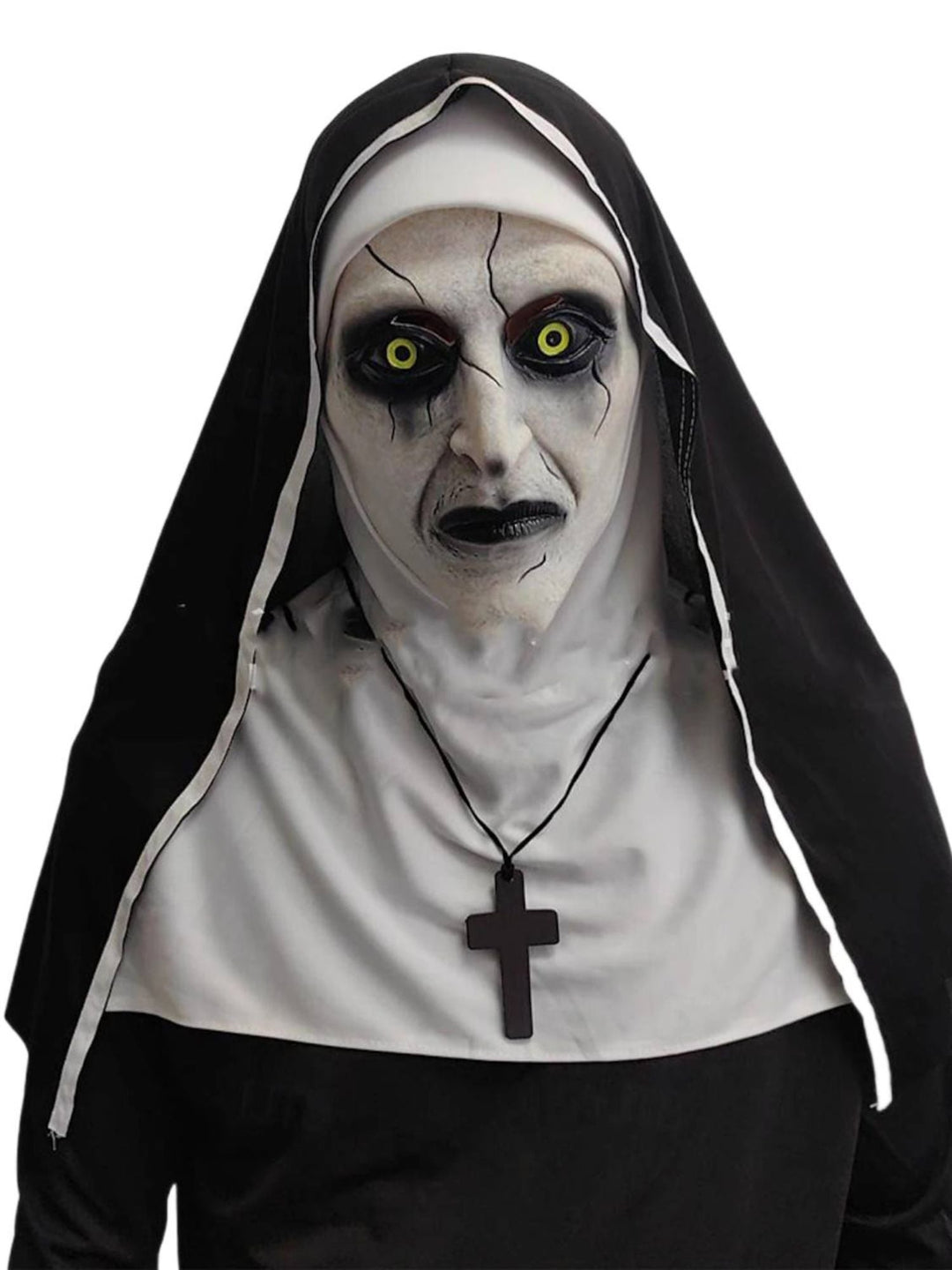 Masque de Nonne Effrayant D'Horreur Noire pour Adulte, Accessoire de Mascarade pour Halloween
