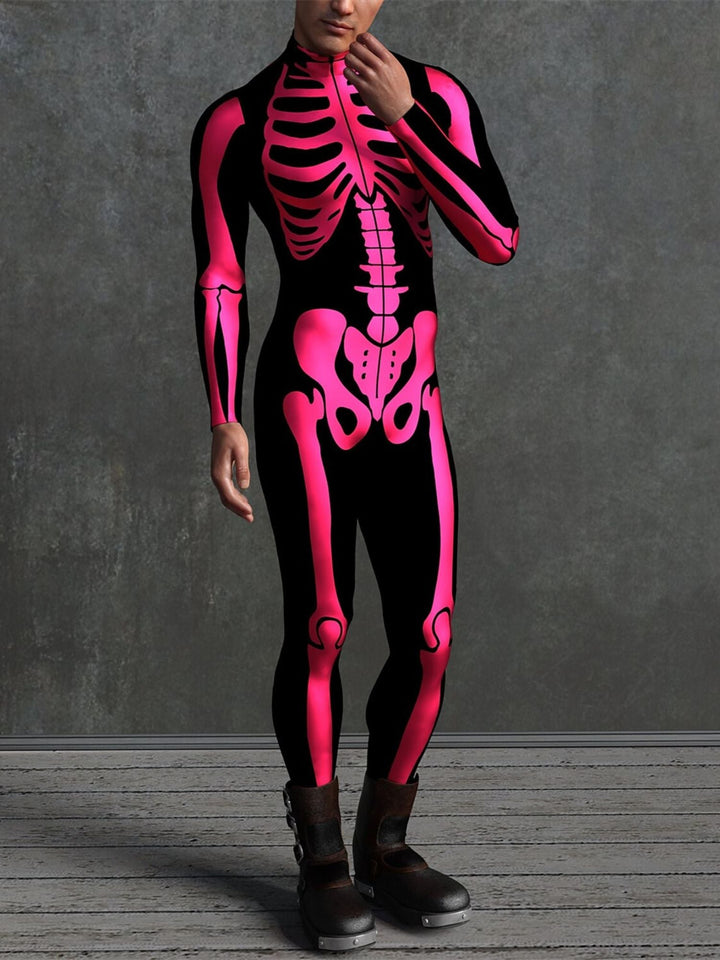 Costume de Cosplay Effrayant D'Halloween pour Adulte avec Tête de Mort et Combinaison Intégrale