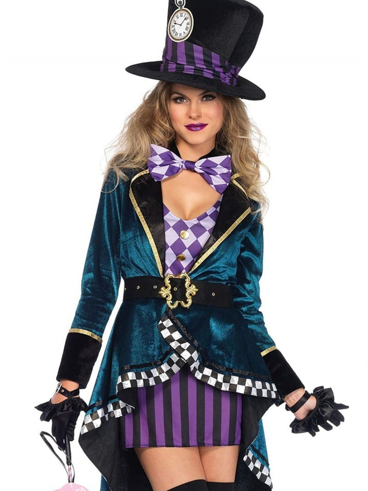 Robe Trapèze/Princesse à Col en V et Manches Longues Asymétrique pour Déguisement de Sorcière Facile à Porter pour Halloween
