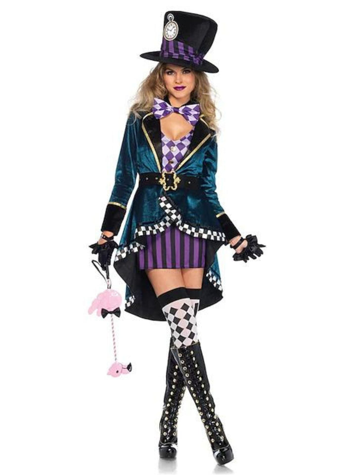 Robe Trapèze/Princesse à Col en V et Manches Longues Asymétrique pour Déguisement de Sorcière Facile à Porter pour Halloween