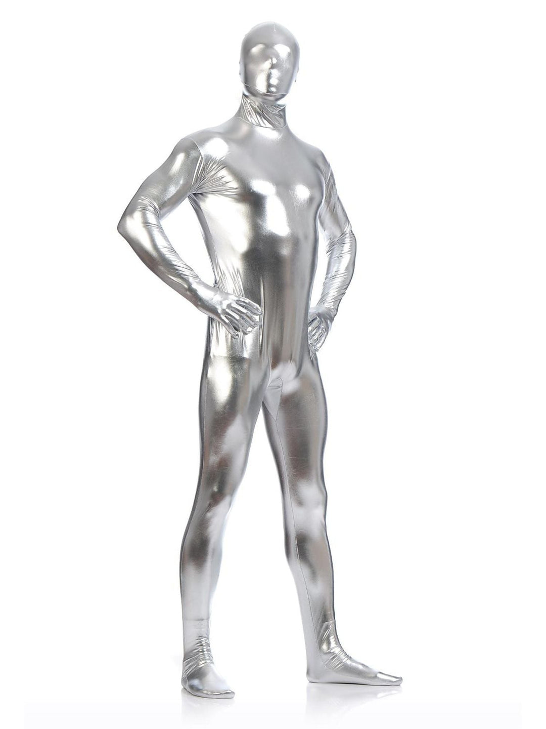 Body Sexy en Latex Scintillant de Couleur Unie pour Halloween, Costume Amusant à Haute Élasticité