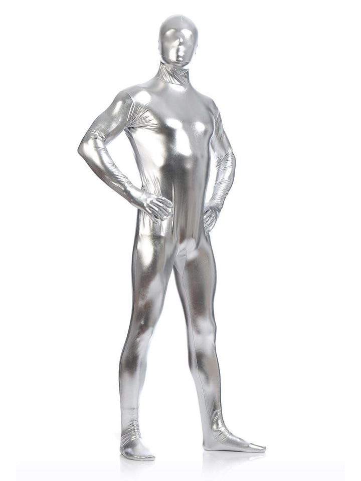 Body Sexy en Latex Scintillant de Couleur Unie pour Halloween, Costume Amusant à Haute Élasticité