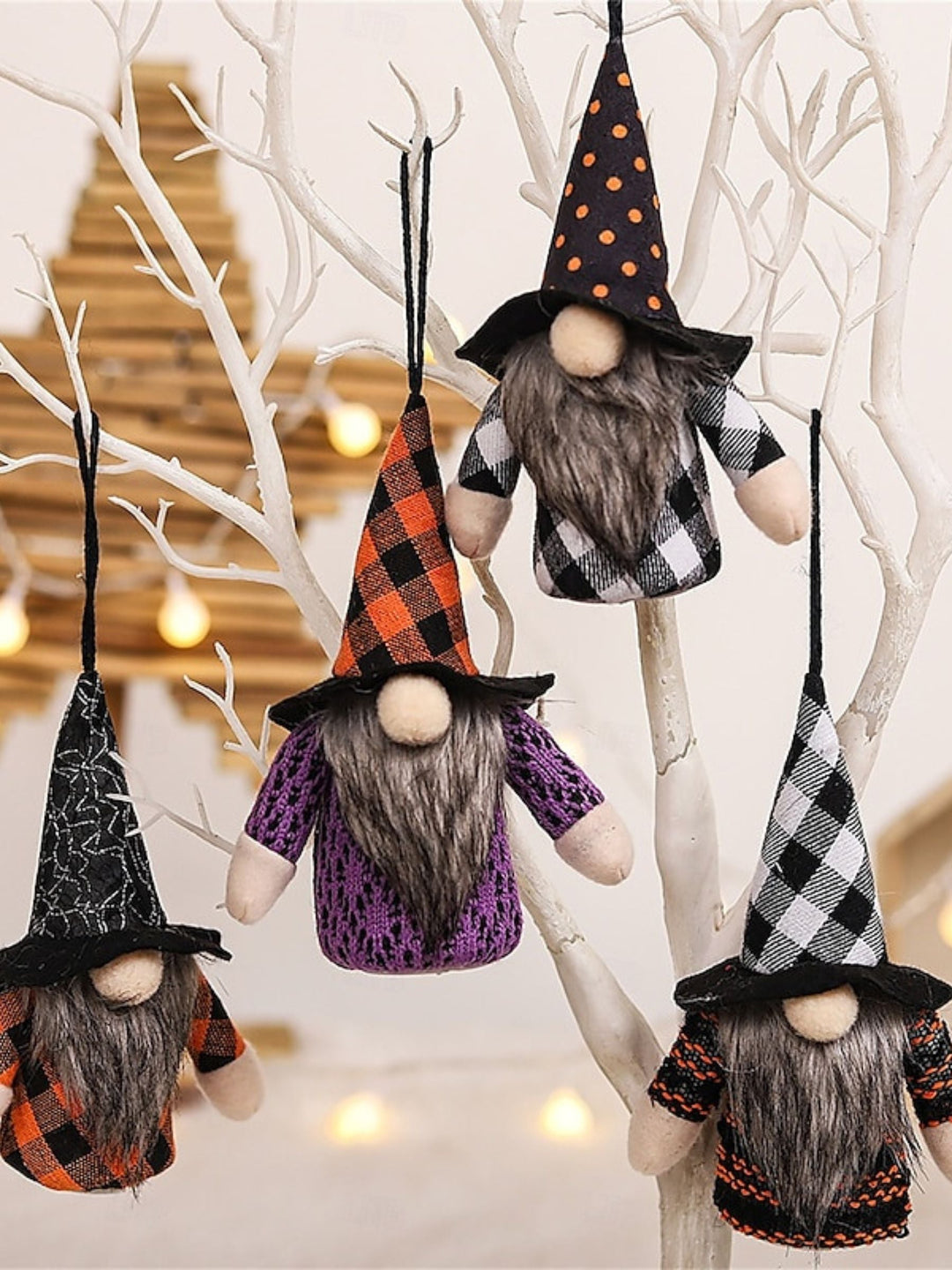Pendentif de Sorcière de la Forêt, Chapeau Lumineux, Décoration de Table, Poupée Mignonne, Accessoires D'Halloween