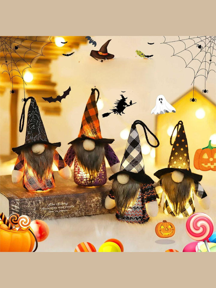 Pendentif de Sorcière de la Forêt, Chapeau Lumineux, Décoration de Table, Poupée Mignonne, Accessoires D'Halloween