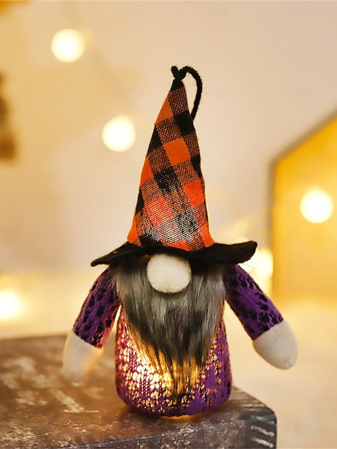Pendentif de Sorcière de la Forêt, Chapeau Lumineux, Décoration de Table, Poupée Mignonne, Accessoires D'Halloween