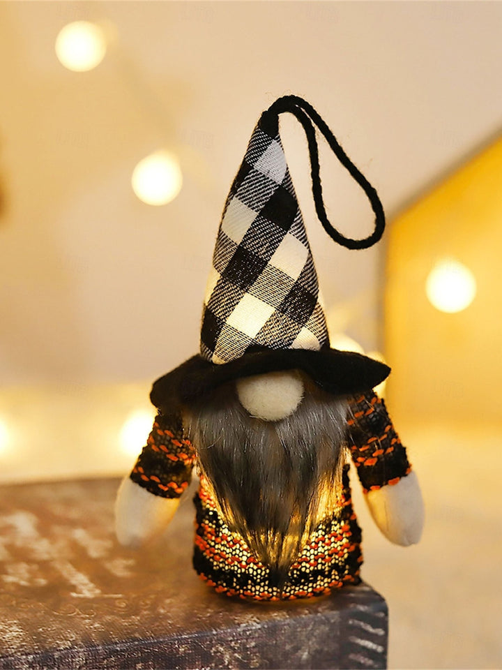 Pendentif de Sorcière de la Forêt, Chapeau Lumineux, Décoration de Table, Poupée Mignonne, Accessoires D'Halloween