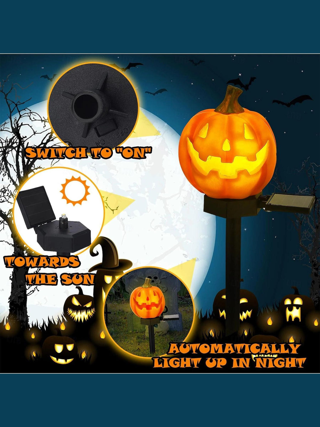 Lumières Solaires Décoratives en Forme de Citrouille pour L'Extérieur et la Cour D'Halloween